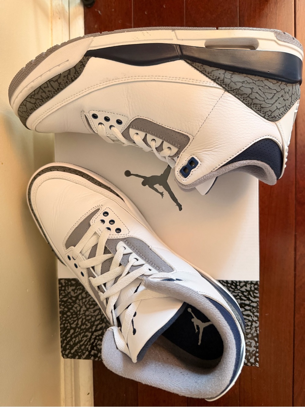 Air Jordan 3 Retro White/Midnight Navy – Men’s Size 9.5 - Picture 4 of 8